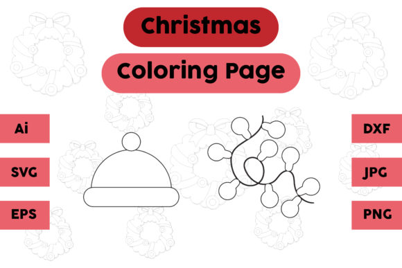 A Cozy Holiday Design: Christmas Hat & Lamp Coloring Page