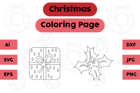 A Festive Asset Review: Christmas Coloring Page Gift Plum Set 07 Graphics