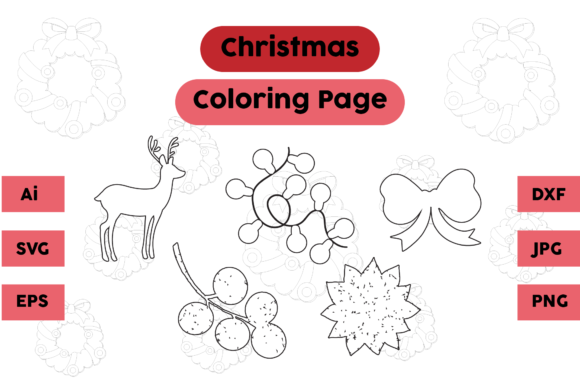 Christmas Coloring Page Deer Tie Set: A Versatile Graphics Asset for Seasonal Projects