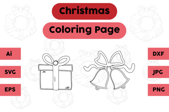 Christmas Coloring Page Gift Bell Set 09: A Flexible Graphic Asset