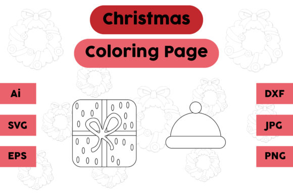 Christmas Coloring Page Gift Hat Graphics for Digital Sellers