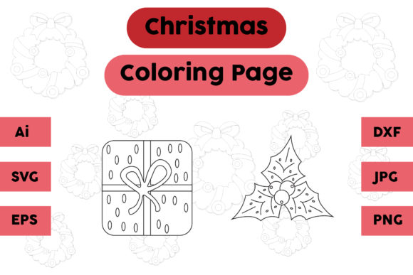 Christmas Coloring Page Gift Plum Set 06 for Digital Sellers