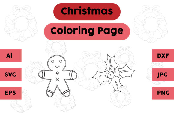Christmas Coloring Page Ginger Plum Set as a Versatile Graphic Asset