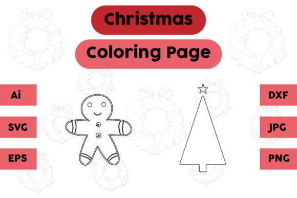 Christmas Coloring Page Ginger Tree Sets: Graphics for Branded Holiday Content